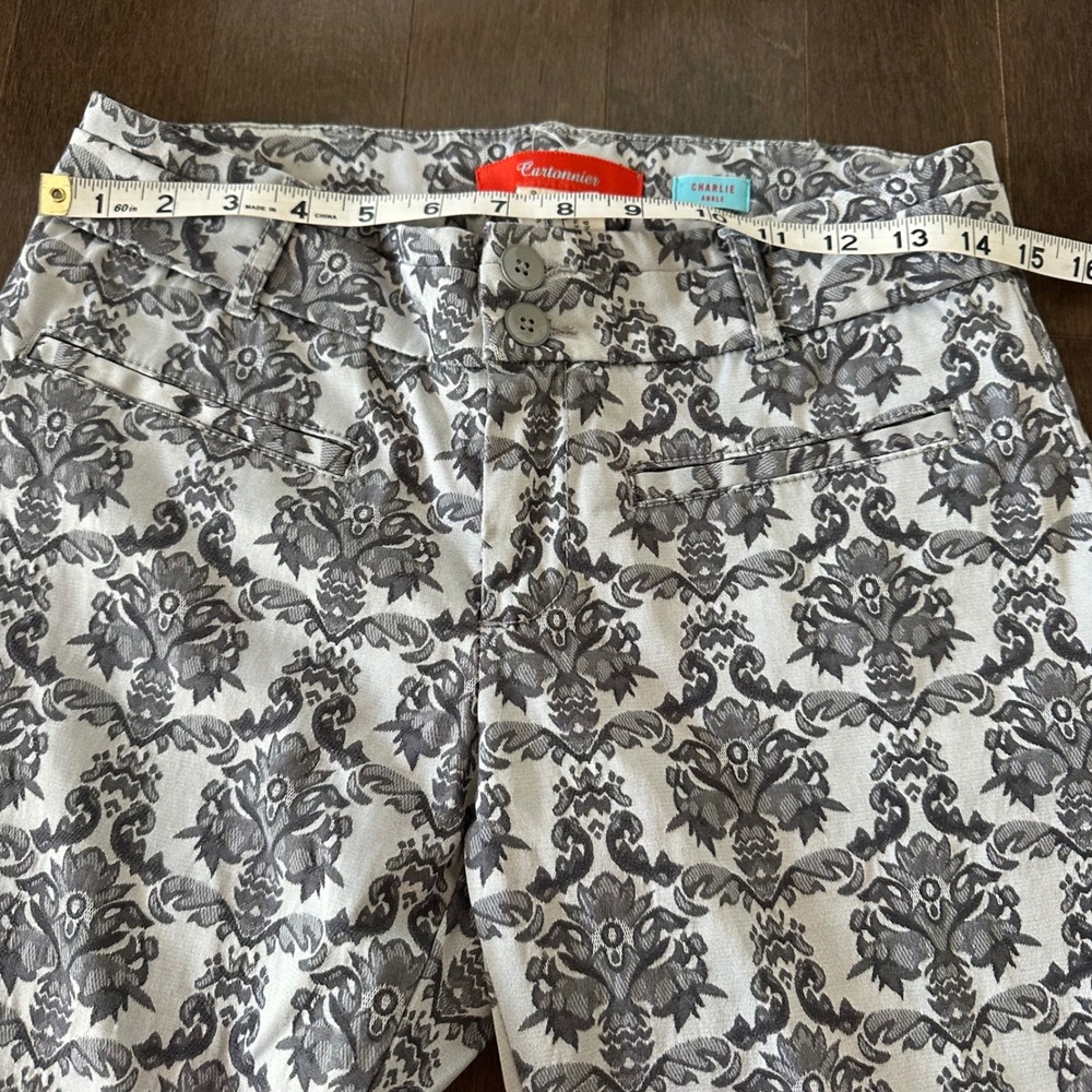Anthropologie Cartonnier Jacquard Charlie Ankle Pants Holiday Classy Gray 4 - Picture 4 of 7